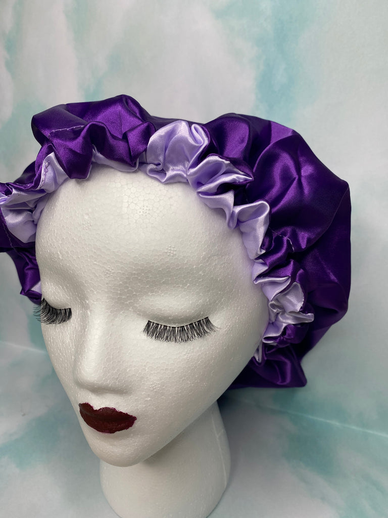 Purple/Lavender Satin Reversible Bonnet
